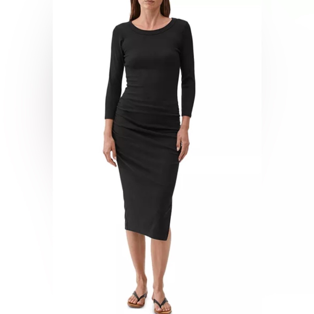 Michael Stars Natalie Midi Stretchy Dress, Black, Size Small, Made in USA - Picture 4 of 5